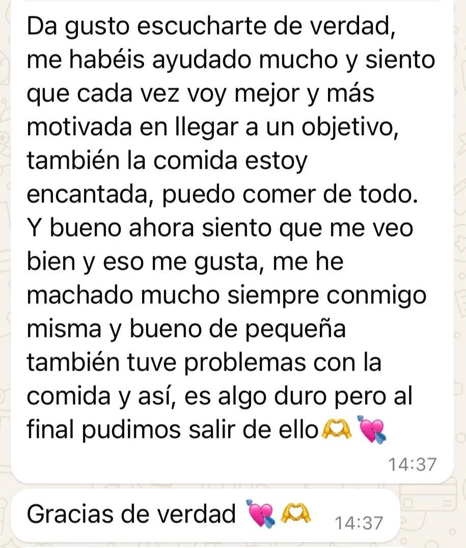 Captura de WhatsApp de testimonio real 22