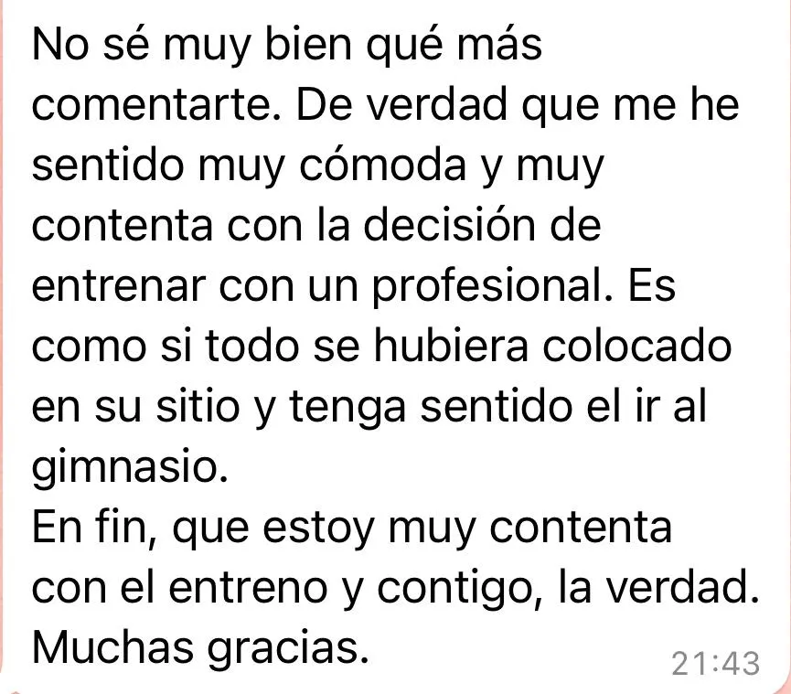Captura de WhatsApp de testimonio real 7